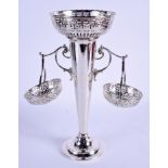 AN EDWARDIAN SILVER PLATED BASKET VASE. 30 cm high.