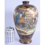 A LARGE 19TH CENTURY JAPANESE MEIJI PERIOD SATSUMA VASE painted with warriors within landscapes. 31