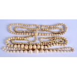 THREE 19TH CENTURY IVORY NECKLACES. (3)