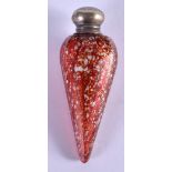 A RARE VICTORIAN SILVER TOPPED GOLD AND SILVER SPLASH SCENT BOTTLE. 7.5 cm long.