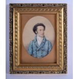 A REGENCY PAINTED WATERCOLOUR within a gilt frame. Image 10 cm x 12 cm.