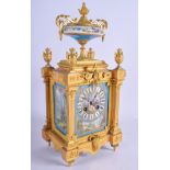 A FINE MID 19TH CENTURY FRENCH ORMOLU AND SEVRES PORCELAIN MANTEL CLOCK painted with lovers within l