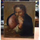 AN ANTIQUE OIL ON CANVAS St Joseph. 60 cm x 50 cm.