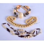 THREE 19TH CENTURY IVORY NECKLACES. (3)