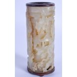 A VERY RARE 18TH/19TH CENTURY CHINESE CARVED GREENISH WHITE JADE PARFUMIER Qianlong/Jiaqing. 9 cm x