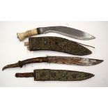 TWO LARGE VINTAGE JEWELLED KNIVES. 32 cm long. (2)