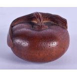 A 19TH CENTURY JAPANESE MEIJI PERIOD CARVED BOXWOOD OKIMONNO modelled as a fruiting pod. 4 cm wide.