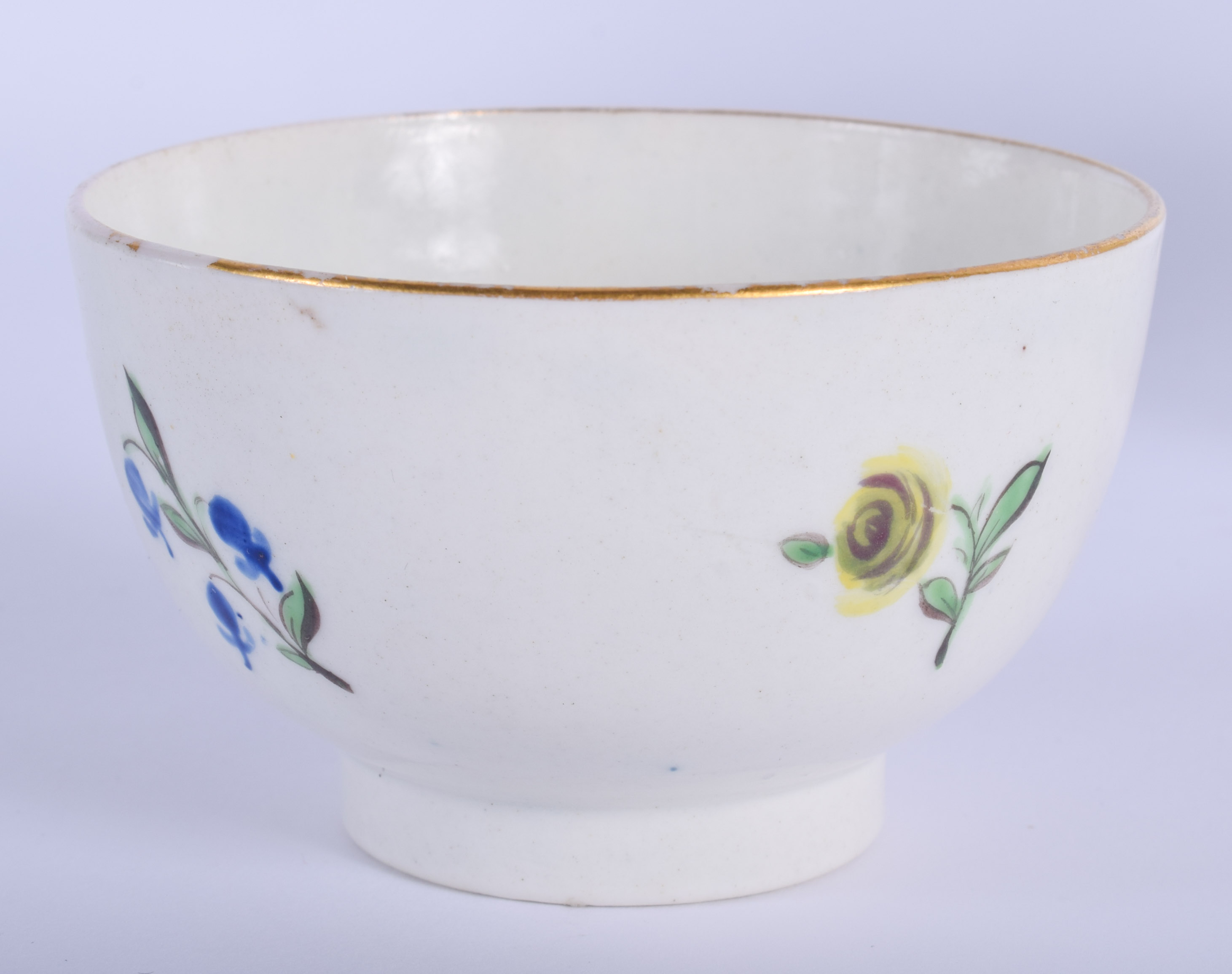 18th c. Caughley teabowl and saucer painted with back to back roses. - Image 2 of 3