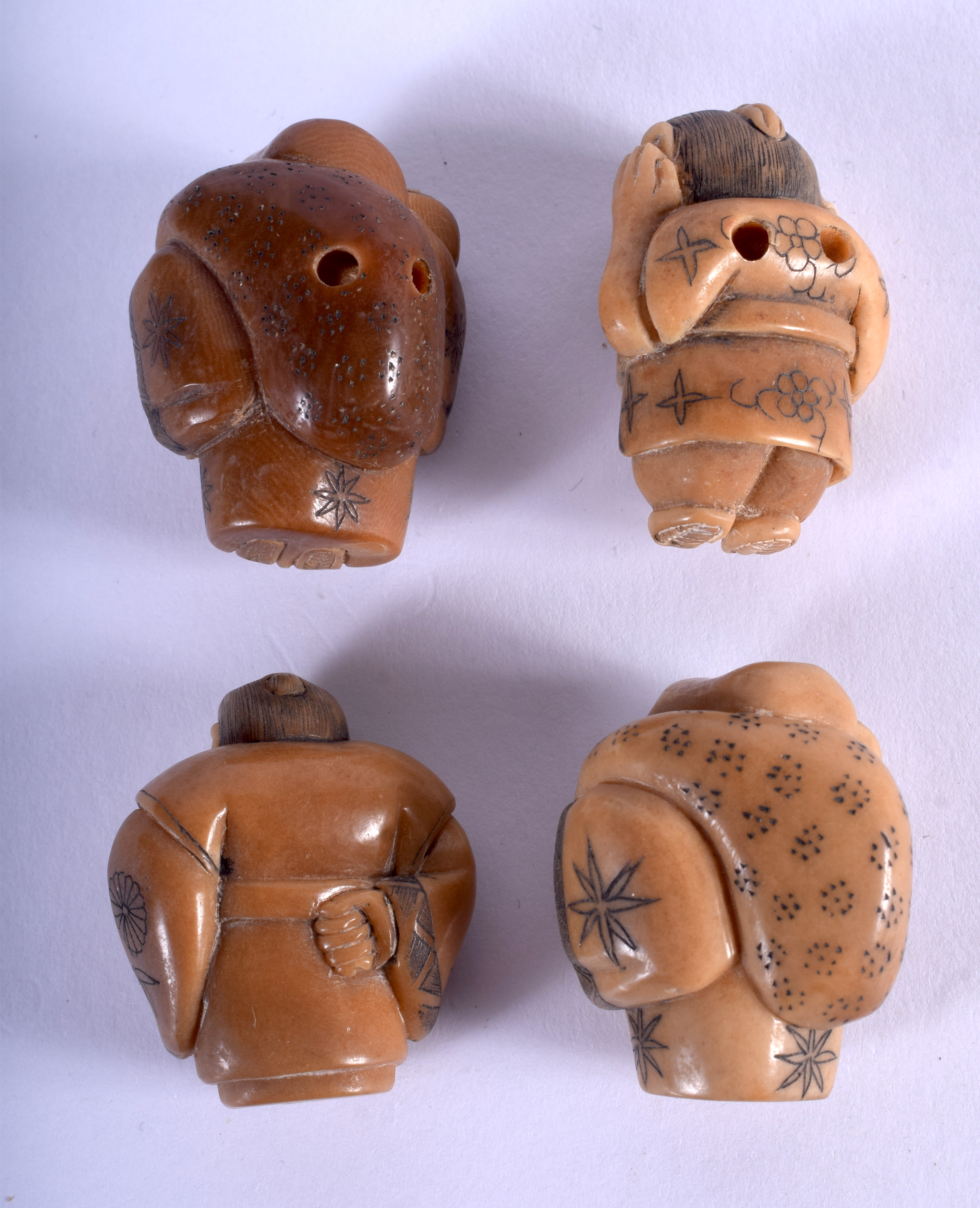 FOUR JAPANESE TAGHUA NUT NETSUKES. (4) - Image 2 of 3