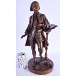 A LARGE 19TH CENTURY EUROPEAN BRONZE FIGURE OF MOZART modelled music over his next hit. 49 cm high.