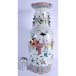 A LARGE 19TH CENTURY CHINESE CANTON FAMILLE ROSE VASE Qing. 54 cm high.