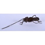 A JAPANESE ARTICULATED BRONZE LOCUST OKIMONO. 11.5 cm long.