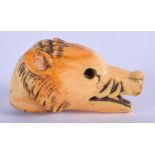 AN 18TH CENTURY CONTINENTAL CARVED IVORY BOARS HEAD CANE HANDLE C1760 probably South German. 6.5 cm