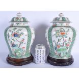 A PAIR OF 19TH CENTURY FRENCH SAMSONS OF PARIS FAMILLE VERTE VASES AND COVERS Chinese Export style.