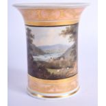 A LATE 18TH CENTURY CHAMBERLAINS WORCESTER VASE painted with landscapes. 7.5 cm high.