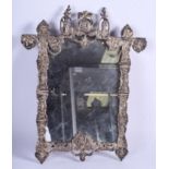 A MID 19TH CENTURY CONTINENTAL SILVER MIRROR decorated with classical figures and foliage. 18 cm x 3