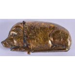 A BRASS PIG VESTA CASE. 6.5 cm wide.