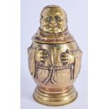 A RARE 19TH CENTURY EUROPEAN BRONZE COMBINATION MONK TANKARD with inkwell and hidden reservoir benea