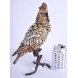 A LARGE AUSTRIAN COLD PAINTED BRONZE FIGURE OF A COCKATOO modelled perched upon a naturalistic stump