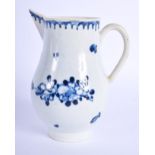 18th c. Liverpool sparrow beak jug painted in blue with Profile Bud pattern. 10cm high