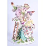 AN 18TH CENTURY MEISSEN PORCELAIN FIGURAL GROUP modelled as a fruit picker. 21 cm x 11 cm.