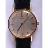 A VINTAGE OMEGA AUTOMATIC GOLD PLATED WRISTWATCH. 3.25 cm wide.
