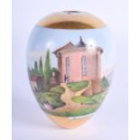 A 19TH CENTURY RUSSIAN ST PETERSBURG PORCELAIN EGG C1890, painted with European scenes. 6.5 cm x 4.5