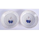 TWO 18TH CENTURY CHINESE EXPORT SAUCERS Qianlong. 13 cm wide. (2)