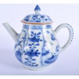 A 17TH/18TH CENTURY CHINESE BLUE AND WHITE TEAPOT AND COVER Kangxi/Yongzheng, painted with landscape