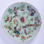 A 19TH CENTURY CHINESE CANTON FAMILLE ROSE BUTTERFLY PLATE enamelled with insects. 24 cm diameter.