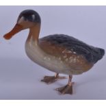A FINE AND UNUSUAL CONTINENTAL GOLD AND AGATE FIGURE OF A DUCK wonderfully modelled in a roaming sta