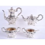 A FINE EARLY 19TH CENTURY SILVER TEASET. London 1835. 2.5 kgs. Largest 24 cm x 20 cm. (4)