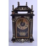 AN UNUSUAL 19TH CENTURY CONTINENTAL EBONY AND IVORY CLOCK of smaller than normal proportions, decora