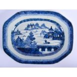 AN 18TH CENTURY CHINESE EXPORT BLUE AND WHITE DISH Qianlong. 32 cm x 24 cm.