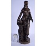 A LARGE ANTIQUE FRENCH BELLE EPOQUE FIGURE OF A FEMALE by Emile Bruchon (C1910), modelled standing b