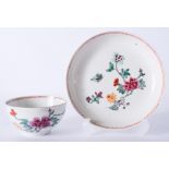 18th c. Liverpool teabowl and saucer painted in Chinese famille rose style