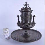 A LARGE 19TH CENTURY FRENCH BRONZE CLASSICAL VASE AND COVER by Barbedienne, decorated with scrolls a