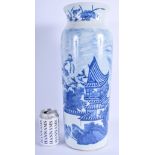 A LARGE 19TH CENTURY CHINESE BLUE AND WHITE ROLWAGEN VASE Transitional style, painted with figures a