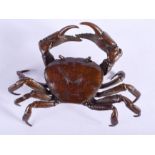 A JAPANESE BRONZE CRAB OKIMONO. 11 cm x 7 cm.