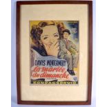 A FRAMED ADVERTISING POSTER. 48 cm x 32 cm.