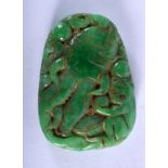 A CHINESE CARVED JADE PLAQUE 20th Century. 5 cm x 3 cm.