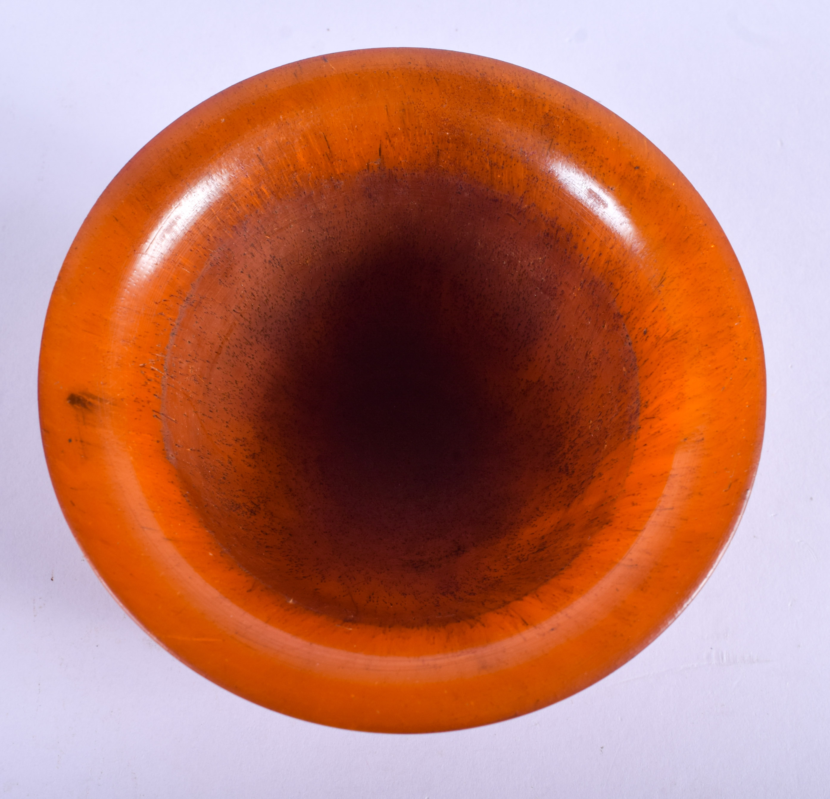 A CHINESE CARVED BUFFALO HORN STYLE LIBATION CUP. 9 cm wide. - Image 3 of 4