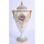 Royal Worcester vase and cover painted in Art Nouveaux style with fruit by Horace Price, signed H. P