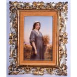 AN EARLY 20TH CENTURY KPM BERLIN PORCELAIN PLAQUE painted with a female holding corn. Porcelain 10 c