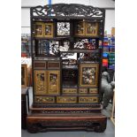 A VERY LARGE 19TH CENTURY JAPANESE MEIJI PERIOD SHIBAYAMA LACQUER AND IVORY DISPLAY CABINET decorate