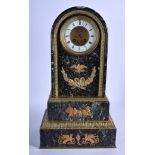 A LARGE ANTIQUE FRENCH GREEN MARBLE AND BRONZE MANTEL CLOCK decorated with caryatid mask heads and a