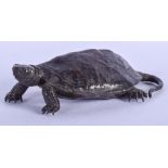 A 19TH CENTURY JAPANESE MEIJI PERIOD BRONZE OKIMONO modelled as a roaming tortoise. 12 cm x 7.5 cm.