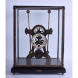 A CONTEMPORARY BRONZE SKELETON GRASSHOPPER CLOCK. Clock 36 cm x 13 cm.