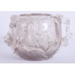 A 19TH CENTURY CHINESE CARVED ROCK CRYSTAL BRUSH WASHER Qing, overlaid with vines and foliage. 12 cm