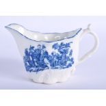 18th c. Caughley low Chelsea ewer printed in blue with the Mother and Child pattern.
